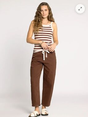 NWOT, Thread and Supply Rachel tank, brown / cocoa cream, Small